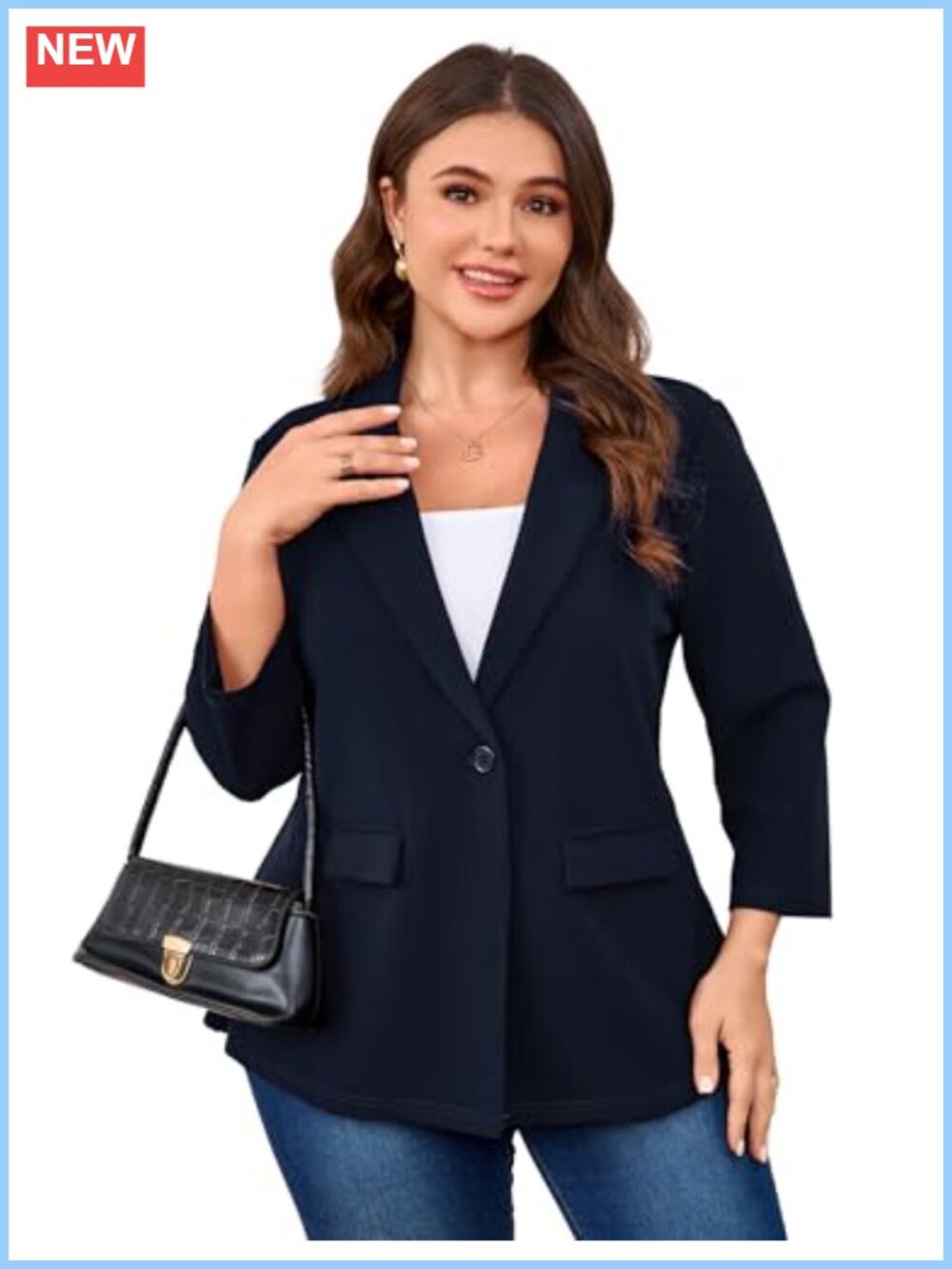Plus Size Blazer Women Long Sleeve Open Front Business Cardigan Suit Jacket